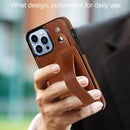 Crazy Horse Texture Shockproof TPU + PU Leather Case with Card Slot & Wrist Strap Holder For iPhone 13 Pro Max(Brown)