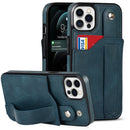 Crazy Horse Texture Shockproof TPU + PU Leather Case with Card Slot & Wrist Strap Holder For iPhone 12 / 12 Pro(Sapphire Blue)