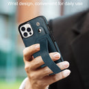 Crazy Horse Texture Shockproof TPU + PU Leather Case with Card Slot & Wrist Strap Holder For iPhone 12 / 12 Pro(Sapphire Blue)