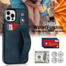 Crazy Horse Texture Shockproof TPU + PU Leather Case with Card Slot & Wrist Strap Holder For iPhone 12 / 12 Pro(Sapphire Blue)