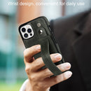 Crazy Horse Texture Shockproof TPU + PU Leather Case with Card Slot & Wrist Strap Holder For iPhone 12 / 12 Pro(Emerald Green)