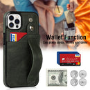 Crazy Horse Texture Shockproof TPU + PU Leather Case with Card Slot & Wrist Strap Holder For iPhone 12 / 12 Pro(Emerald Green)