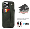 Crazy Horse Texture Shockproof TPU + PU Leather Case with Card Slot & Wrist Strap Holder For iPhone 12 / 12 Pro(Emerald Green)