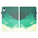 Watercolor Pattern Skin Feel Magnetic Horizontal Flip PU Leather Tablet Case with Holder & Card Slots & Photo Frame For iPad mini 6(Cyan Green)