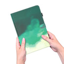 Watercolor Pattern Skin Feel Magnetic Horizontal Flip PU Leather Tablet Case with Holder & Card Slots & Photo Frame For iPad mini 6(Cyan Green)