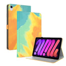 Watercolor Pattern Skin Feel Magnetic Horizontal Flip PU Leather Tablet Case with Holder & Card Slots & Photo Frame For iPad mini 6(Autumn Leaves)