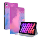 Watercolor Pattern Skin Feel Magnetic Horizontal Flip PU Leather Tablet Case with Holder & Card Slots & Photo Frame For iPad mini 6(Purple Red)