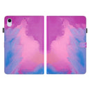 Watercolor Pattern Skin Feel Magnetic Horizontal Flip PU Leather Tablet Case with Holder & Card Slots & Photo Frame For iPad mini 6(Purple Red)