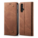 For Huawei Honor 20 Denim Texture Casual Style Horizontal Flip Leather Case with Holder & Card Slots & Wallet(Brown)
