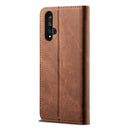 For Huawei Honor 20 Denim Texture Casual Style Horizontal Flip Leather Case with Holder & Card Slots & Wallet(Brown)