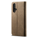 For Huawei Honor 20 Denim Texture Casual Style Horizontal Flip Leather Case with Holder & Card Slots & Wallet(Khaki)