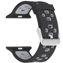 Square Hole Two-color Silicone Buckle Strap Watch Band For Apple Watch Series 7 45mm / 6 & SE & 5 & 4 44mm / 3 & 2 & 1 42mm(Black + Grey)