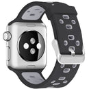 Square Hole Two-color Silicone Buckle Strap Watch Band For Apple Watch Series 7 45mm / 6 & SE & 5 & 4 44mm / 3 & 2 & 1 42mm(Black + Grey)