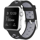 Square Hole Two-color Silicone Buckle Strap Watch Band For Apple Watch Series 7 45mm / 6 & SE & 5 & 4 44mm / 3 & 2 & 1 42mm(Black + Grey)