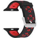 Square Hole Two-color Silicone Buckle Strap Watch Band For Apple Watch Series 7 45mm / 6 & SE & 5 & 4 44mm / 3 & 2 & 1 42mm(Black + Red)