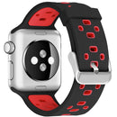 Square Hole Two-color Silicone Buckle Strap Watch Band For Apple Watch Series 7 45mm / 6 & SE & 5 & 4 44mm / 3 & 2 & 1 42mm(Black + Red)