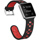 Square Hole Two-color Silicone Buckle Strap Watch Band For Apple Watch Series 7 45mm / 6 & SE & 5 & 4 44mm / 3 & 2 & 1 42mm(Black + Red)