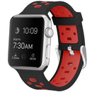 Square Hole Two-color Silicone Buckle Strap Watch Band For Apple Watch Series 7 45mm / 6 & SE & 5 & 4 44mm / 3 & 2 & 1 42mm(Black + Red)