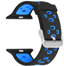 Square Hole Two-color Silicone Buckle Strap Watch Band For Apple Watch Series 7 45mm / 6 & SE & 5 & 4 44mm / 3 & 2 & 1 42mm(Black + Blue)