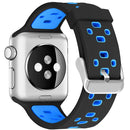 Square Hole Two-color Silicone Buckle Strap Watch Band For Apple Watch Series 7 45mm / 6 & SE & 5 & 4 44mm / 3 & 2 & 1 42mm(Black + Blue)