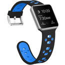 Square Hole Two-color Silicone Buckle Strap Watch Band For Apple Watch Series 7 45mm / 6 & SE & 5 & 4 44mm / 3 & 2 & 1 42mm(Black + Blue)