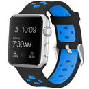 Square Hole Two-color Silicone Buckle Strap Watch Band For Apple Watch Series 7 45mm / 6 & SE & 5 & 4 44mm / 3 & 2 & 1 42mm(Black + Blue)
