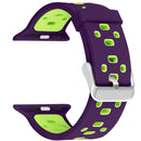 Square Hole Two-color Silicone Buckle Strap Watch Band For Apple Watch Series 7 45mm / 6 & SE & 5 & 4 44mm / 3 & 2 & 1 42mm(Purple + Green)