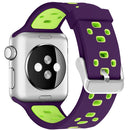 Square Hole Two-color Silicone Buckle Strap Watch Band For Apple Watch Series 7 45mm / 6 & SE & 5 & 4 44mm / 3 & 2 & 1 42mm(Purple + Green)