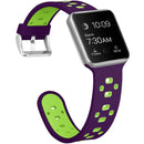Square Hole Two-color Silicone Buckle Strap Watch Band For Apple Watch Series 7 45mm / 6 & SE & 5 & 4 44mm / 3 & 2 & 1 42mm(Purple + Green)
