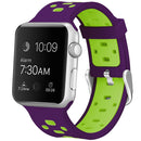 Square Hole Two-color Silicone Buckle Strap Watch Band For Apple Watch Series 7 45mm / 6 & SE & 5 & 4 44mm / 3 & 2 & 1 42mm(Purple + Green)