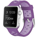 Square Hole Two-color Silicone Buckle Strap Watch Band For Apple Watch Series 7 45mm / 6 & SE & 5 & 4 44mm / 3 & 2 & 1 42mm(Dark Purple + Light Purple)