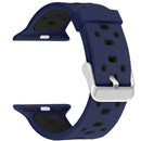 Square Hole Two-color Silicone Buckle Strap Watch Band For Apple Watch Series 7 45mm / 6 & SE & 5 & 4 44mm / 3 & 2 & 1 42mm(Navy Blue + Black)