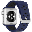Square Hole Two-color Silicone Buckle Strap Watch Band For Apple Watch Series 7 45mm / 6 & SE & 5 & 4 44mm / 3 & 2 & 1 42mm(Navy Blue + Black)