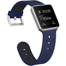 Square Hole Two-color Silicone Buckle Strap Watch Band For Apple Watch Series 7 45mm / 6 & SE & 5 & 4 44mm / 3 & 2 & 1 42mm(Navy Blue + Black)