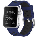 Square Hole Two-color Silicone Buckle Strap Watch Band For Apple Watch Series 7 45mm / 6 & SE & 5 & 4 44mm / 3 & 2 & 1 42mm(Navy Blue + Black)