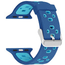 Square Hole Two-color Silicone Buckle Strap Watch Band For Apple Watch Series 7 45mm / 6 & SE & 5 & 4 44mm / 3 & 2 & 1 42mm(Dark Blue + Tea Green)