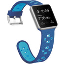 Square Hole Two-color Silicone Buckle Strap Watch Band For Apple Watch Series 7 45mm / 6 & SE & 5 & 4 44mm / 3 & 2 & 1 42mm(Dark Blue + Tea Green)