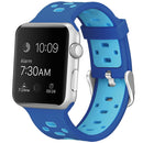 Square Hole Two-color Silicone Buckle Strap Watch Band For Apple Watch Series 7 45mm / 6 & SE & 5 & 4 44mm / 3 & 2 & 1 42mm(Dark Blue + Tea Green)