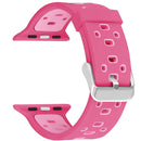 Square Hole Two-color Silicone Buckle Strap Watch Band For Apple Watch Series 7 45mm / 6 & SE & 5 & 4 44mm / 3 & 2 & 1 42mm(Rose Red + Pink)