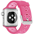 Square Hole Two-color Silicone Buckle Strap Watch Band For Apple Watch Series 7 45mm / 6 & SE & 5 & 4 44mm / 3 & 2 & 1 42mm(Rose Red + Pink)