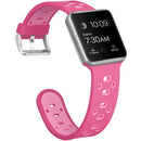 Square Hole Two-color Silicone Buckle Strap Watch Band For Apple Watch Series 7 45mm / 6 & SE & 5 & 4 44mm / 3 & 2 & 1 42mm(Rose Red + Pink)