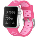 Square Hole Two-color Silicone Buckle Strap Watch Band For Apple Watch Series 7 45mm / 6 & SE & 5 & 4 44mm / 3 & 2 & 1 42mm(Rose Red + Pink)