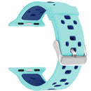 Square Hole Two-color Silicone Buckle Strap Watch Band For Apple Watch Series 7 45mm / 6 & SE & 5 & 4 44mm / 3 & 2 & 1 42mm(Teal Green + Blue)