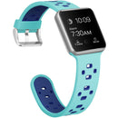 Square Hole Two-color Silicone Buckle Strap Watch Band For Apple Watch Series 7 45mm / 6 & SE & 5 & 4 44mm / 3 & 2 & 1 42mm(Teal Green + Blue)