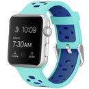 Square Hole Two-color Silicone Buckle Strap Watch Band For Apple Watch Series 7 45mm / 6 & SE & 5 & 4 44mm / 3 & 2 & 1 42mm(Teal Green + Blue)