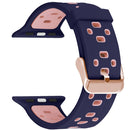 Square Hole Two-color Silicone Buckle Strap Watch Band For Apple Watch Series 7 45mm / 6 & SE & 5 & 4 44mm / 3 & 2 & 1 42mm(Purple + Pink)