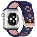 Square Hole Two-color Silicone Buckle Strap Watch Band For Apple Watch Series 7 45mm / 6 & SE & 5 & 4 44mm / 3 & 2 & 1 42mm(Purple + Pink)
