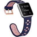 Square Hole Two-color Silicone Buckle Strap Watch Band For Apple Watch Series 7 45mm / 6 & SE & 5 & 4 44mm / 3 & 2 & 1 42mm(Purple + Pink)