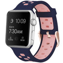 Square Hole Two-color Silicone Buckle Strap Watch Band For Apple Watch Series 7 45mm / 6 & SE & 5 & 4 44mm / 3 & 2 & 1 42mm(Purple + Pink)