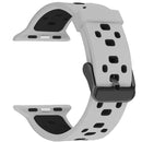 Square Hole Two-color Silicone Buckle Strap Watch Band For Apple Watch Series 7 45mm / 6 & SE & 5 & 4 44mm / 3 & 2 & 1 42mm(White + Black)